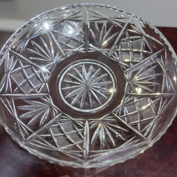 Vintage Czech Bohemian Hand Cut Crystal Antique Round Bowl - Picture 2 of 5